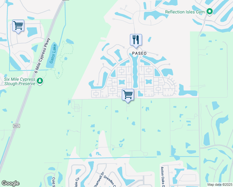 map of restaurants, bars, coffee shops, grocery stores, and more near 8388 Delicia Street in Fort Myers