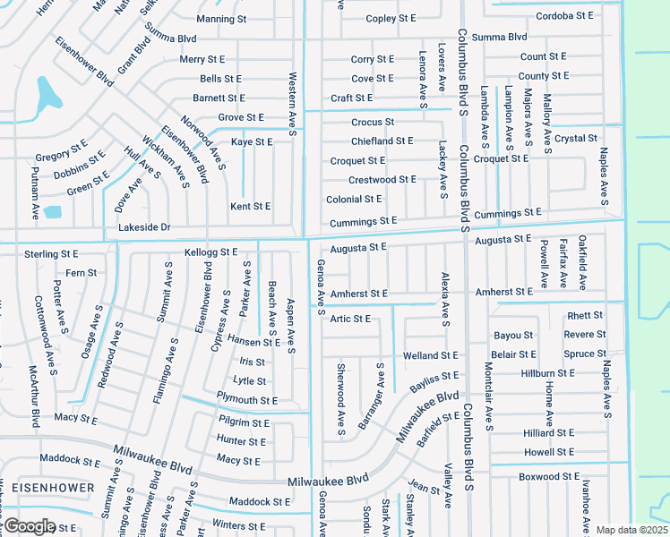 map of restaurants, bars, coffee shops, grocery stores, and more near 1111 Dean Street East in Lehigh Acres