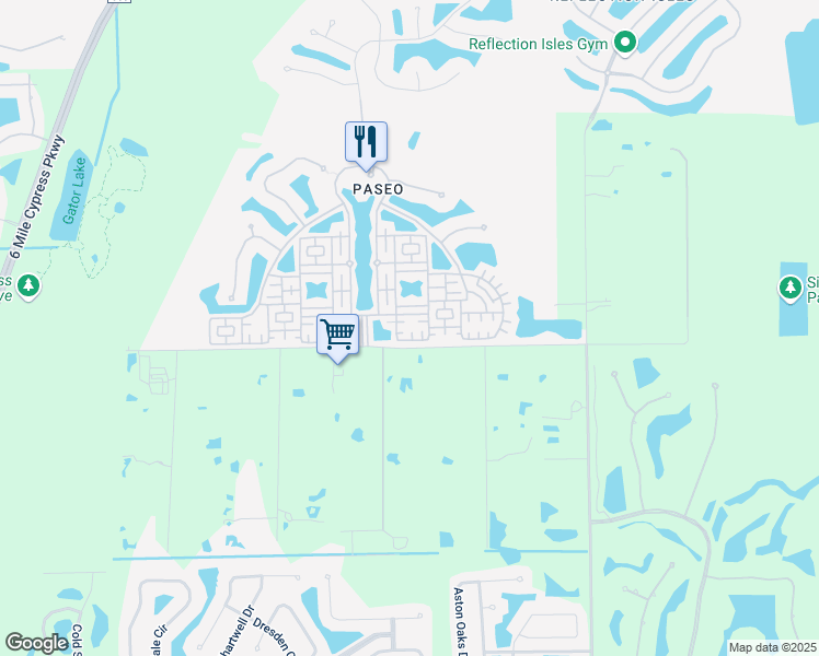 map of restaurants, bars, coffee shops, grocery stores, and more near 11973 Palba Way in Fort Myers
