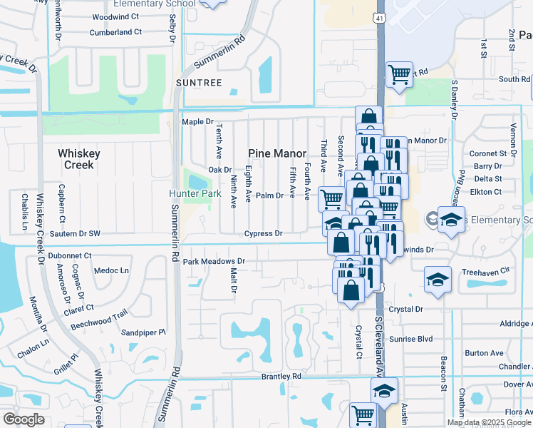map of restaurants, bars, coffee shops, grocery stores, and more near 5632 Seventh Avenue in Fort Myers