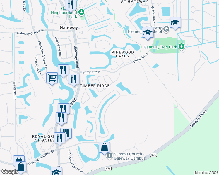 map of restaurants, bars, coffee shops, grocery stores, and more near 12302 Country Day Circle in Fort Myers