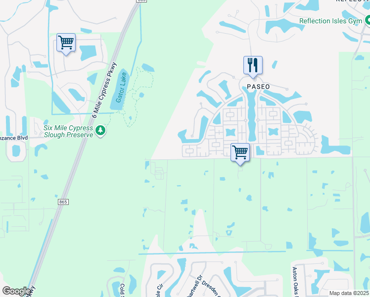 map of restaurants, bars, coffee shops, grocery stores, and more near 8091 Bibiana Way in Fort Myers