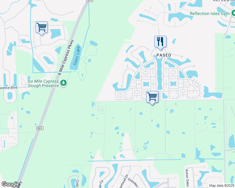 map of restaurants, bars, coffee shops, grocery stores, and more near 8091 Bibiana Way in Fort Myers