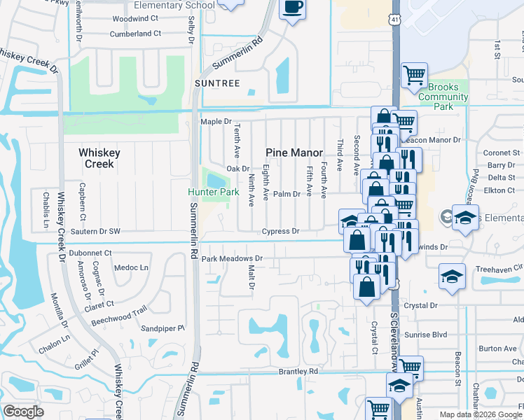 map of restaurants, bars, coffee shops, grocery stores, and more near 5628 Eighth Avenue in Fort Myers