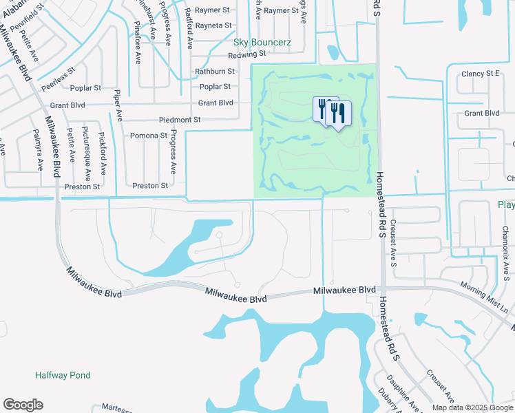 map of restaurants, bars, coffee shops, grocery stores, and more near Volusia Street in Lehigh Acres