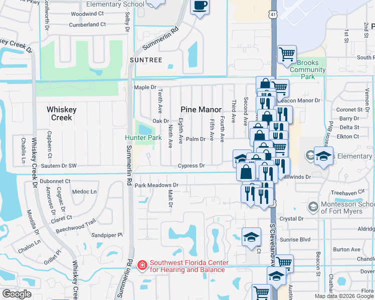 map of restaurants, bars, coffee shops, grocery stores, and more near 5620 7th Avenue in Fort Myers