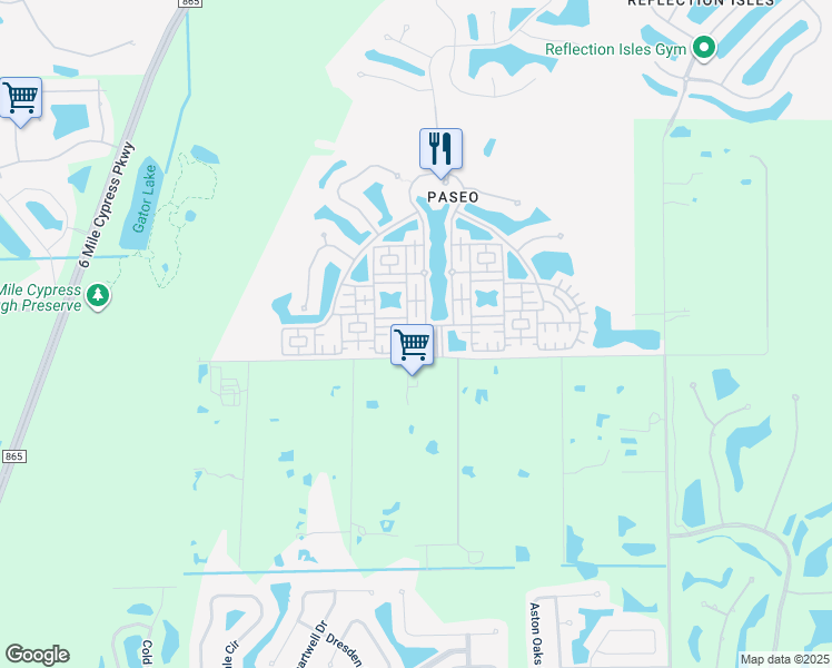 map of restaurants, bars, coffee shops, grocery stores, and more near 11947 Tulio Way in Fort Myers