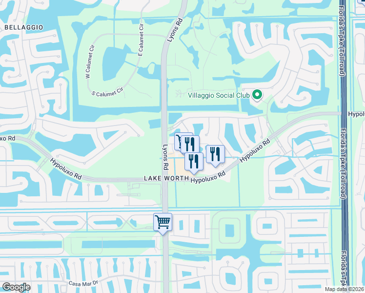 map of restaurants, bars, coffee shops, grocery stores, and more near 8927 Hypoluxo Road in Lake Worth