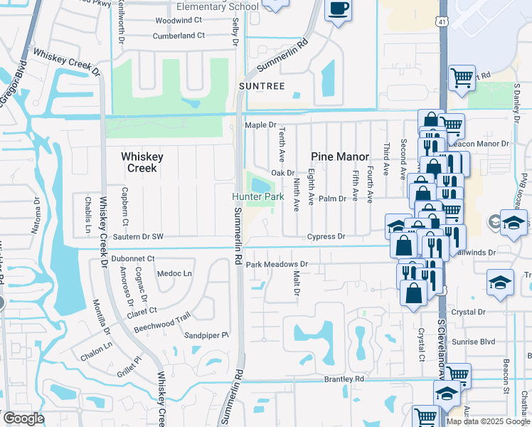 map of restaurants, bars, coffee shops, grocery stores, and more near 5632 Tenth Avenue in Fort Myers