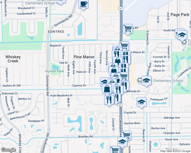 map of restaurants, bars, coffee shops, grocery stores, and more near 5637 Fourth Avenue in Fort Myers