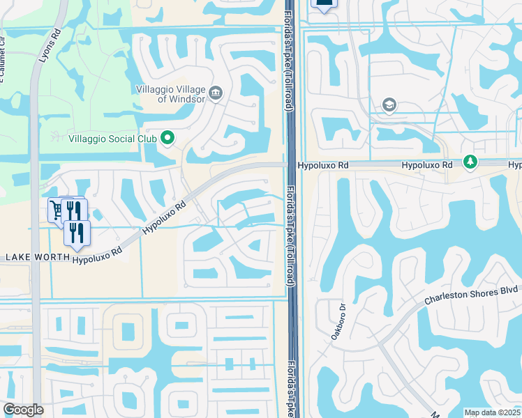 map of restaurants, bars, coffee shops, grocery stores, and more near 8082 Via Bolzano in Lake Worth