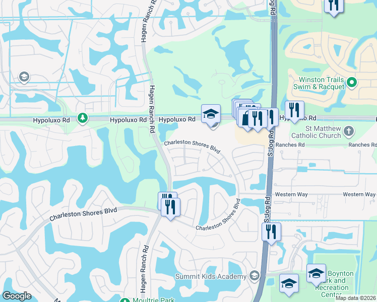 map of restaurants, bars, coffee shops, grocery stores, and more near 6848 Torch Key Street in Lake Worth