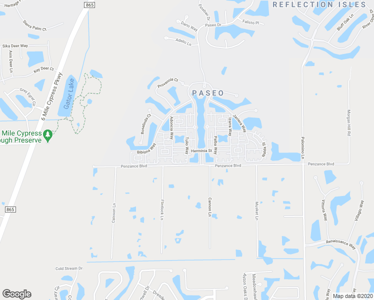 map of restaurants, bars, coffee shops, grocery stores, and more near 11900-11934 Tulio Way in Fort Myers
