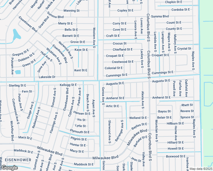 map of restaurants, bars, coffee shops, grocery stores, and more near 1111 Dean Street East in Lehigh Acres