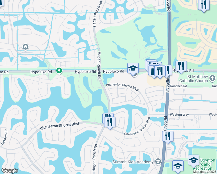 map of restaurants, bars, coffee shops, grocery stores, and more near 6923 Torch Key Street in Lake Worth