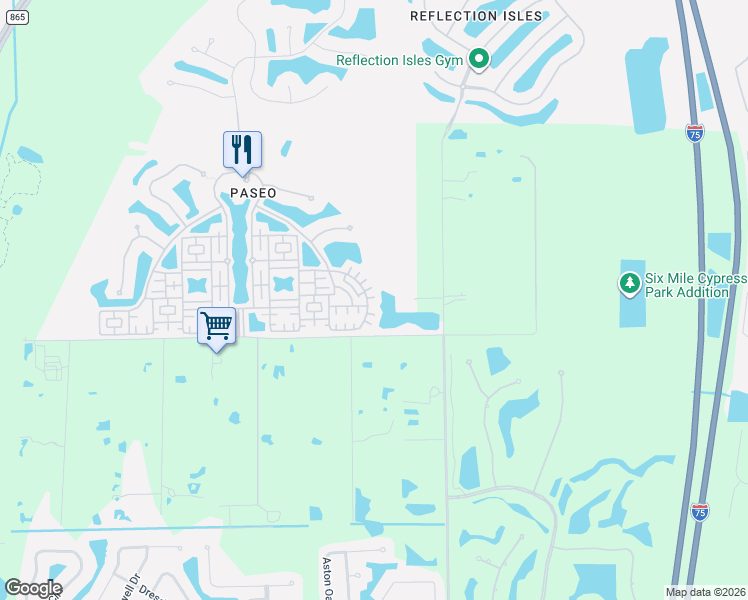 map of restaurants, bars, coffee shops, grocery stores, and more near 11907 Nalda Street in Fort Myers