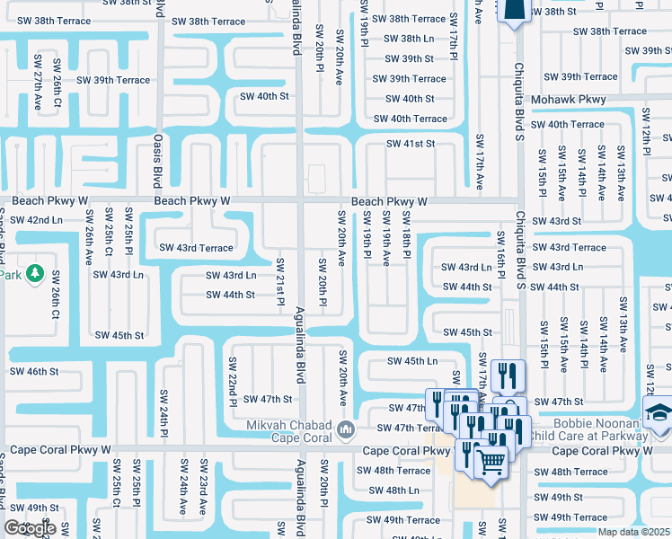map of restaurants, bars, coffee shops, grocery stores, and more near 4328 Southwest 20th Avenue in Cape Coral