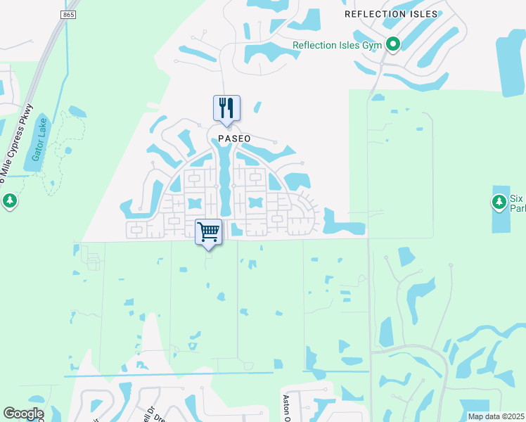 map of restaurants, bars, coffee shops, grocery stores, and more near 8471 Olinda Way in Fort Myers