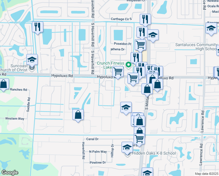 map of restaurants, bars, coffee shops, grocery stores, and more near 4868 Hypoluxo Road in Lake Worth