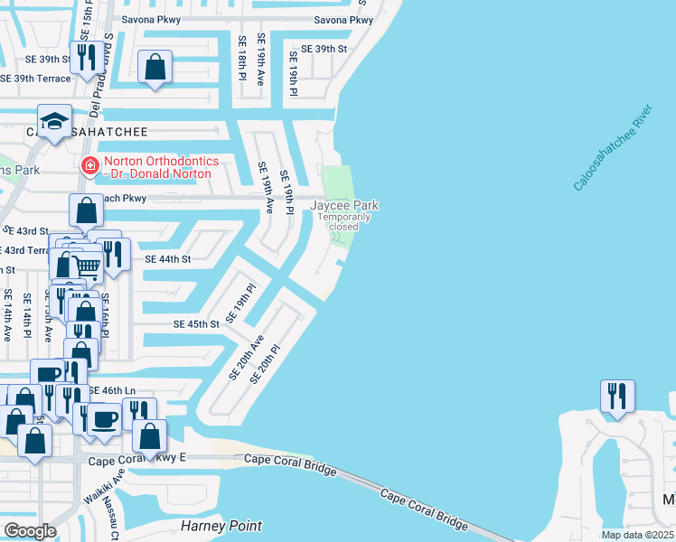 map of restaurants, bars, coffee shops, grocery stores, and more near 4235 Southeast 20th Place in Cape Coral