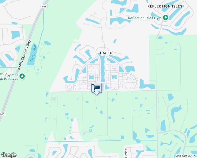map of restaurants, bars, coffee shops, grocery stores, and more near 11890 Paseo Grande Boulevard in Fort Myers