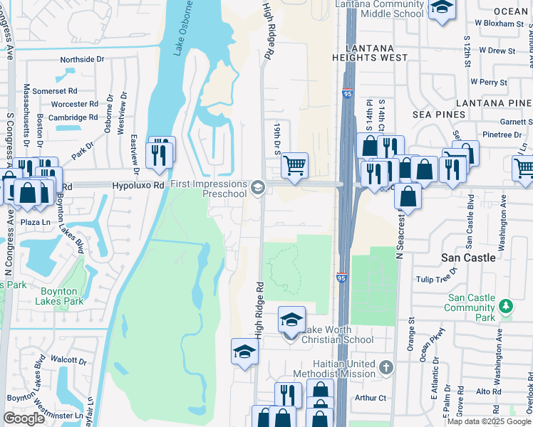 map of restaurants, bars, coffee shops, grocery stores, and more near 1984 71st St S in Boynton Beach