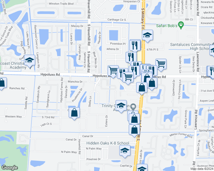 map of restaurants, bars, coffee shops, grocery stores, and more near 4868 Hypoluxo Road in Lake Worth