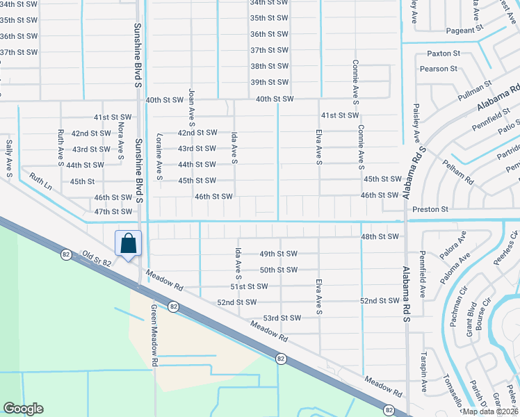 map of restaurants, bars, coffee shops, grocery stores, and more near 2804 47th Street Southwest in Lehigh Acres