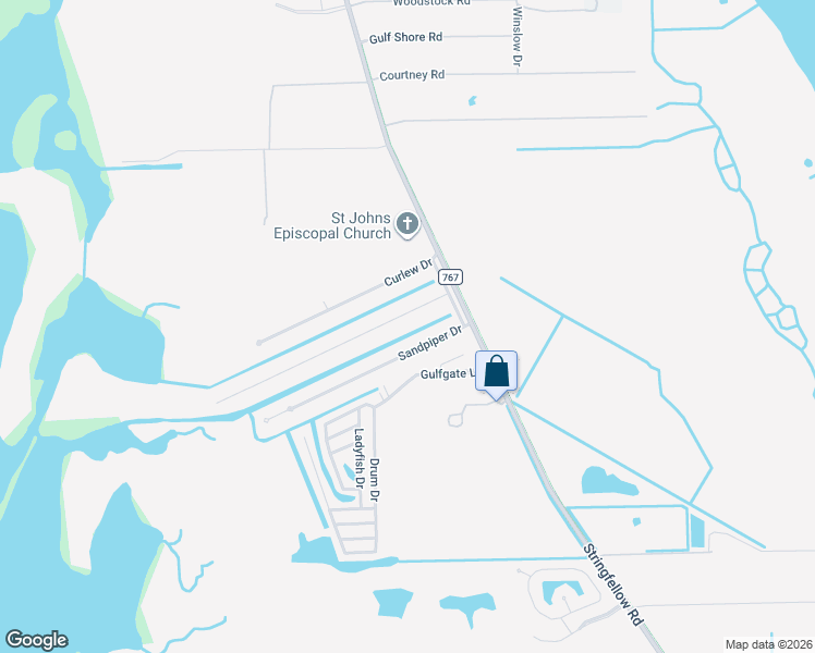 map of restaurants, bars, coffee shops, grocery stores, and more near 4791 Flamingo Drive in Saint James City
