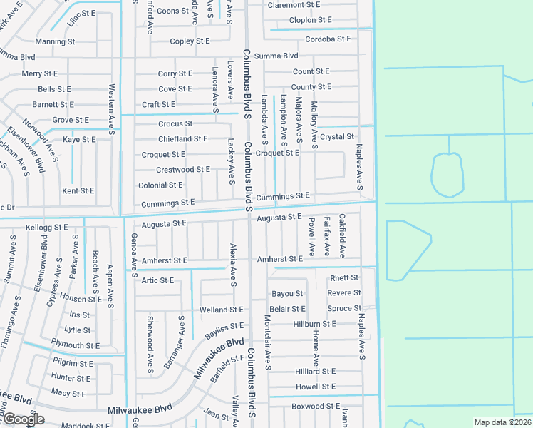 map of restaurants, bars, coffee shops, grocery stores, and more near 1209 Augusta Street East in Lehigh Acres