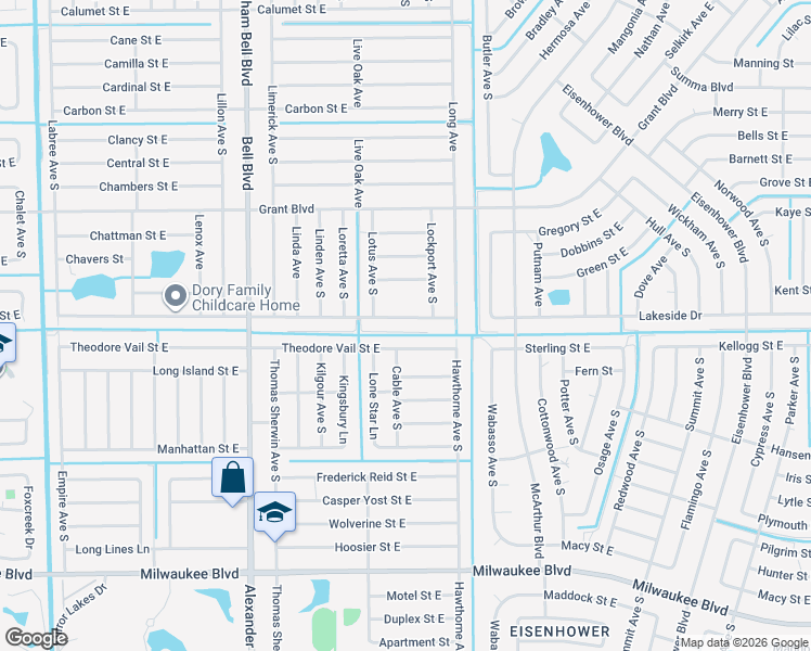 map of restaurants, bars, coffee shops, grocery stores, and more near 868 Chemstrand Street East in Lehigh Acres