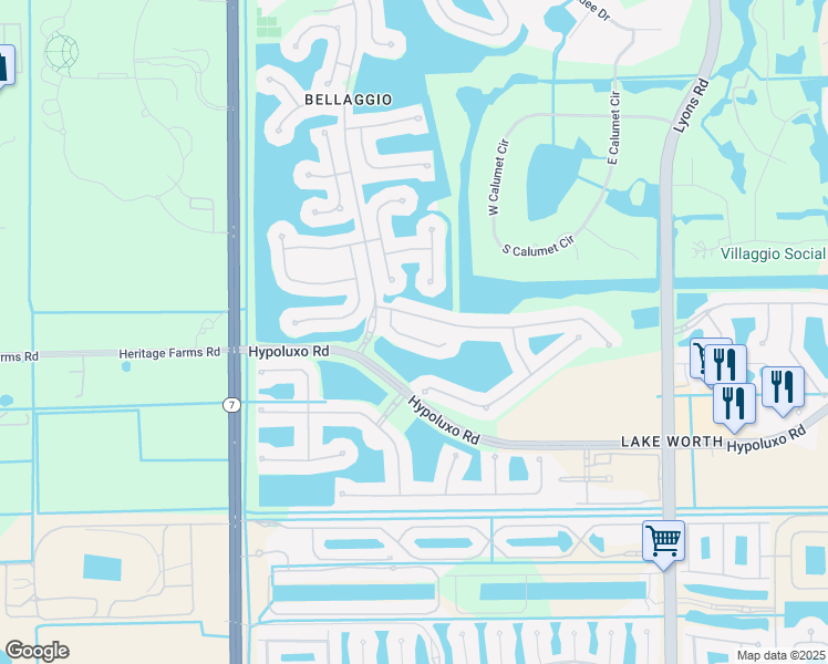 map of restaurants, bars, coffee shops, grocery stores, and more near 6874 Elianto Way in Lake Worth