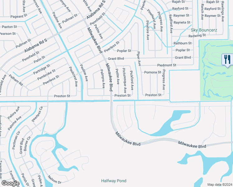 map of restaurants, bars, coffee shops, grocery stores, and more near 472 Petite Avenue in Lehigh Acres