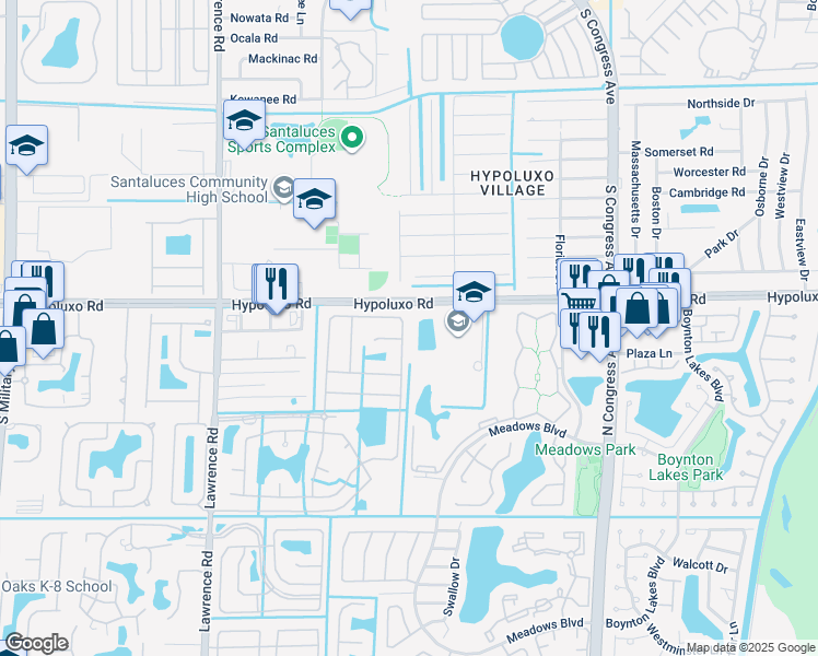 map of restaurants, bars, coffee shops, grocery stores, and more near 7020 Chesapeake Circle in Boynton Beach