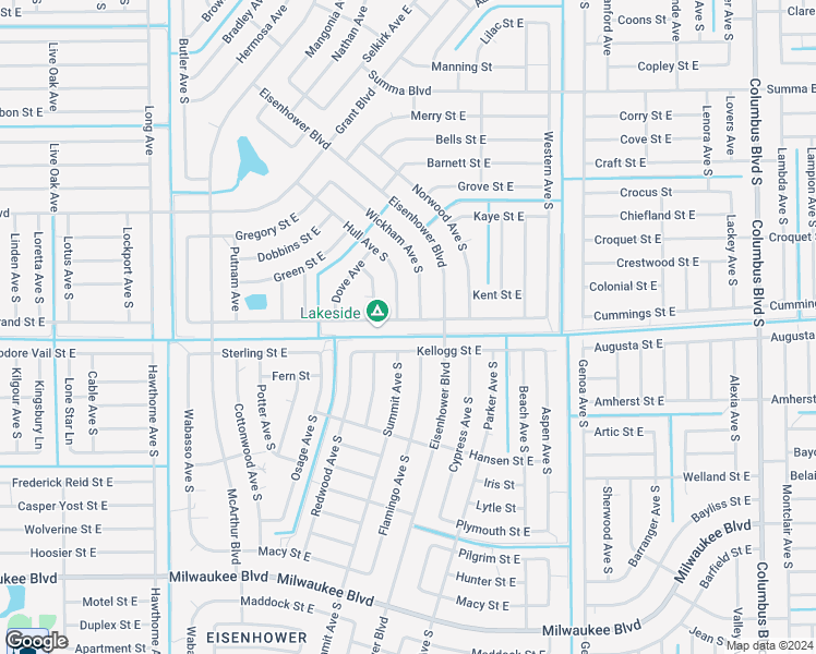 map of restaurants, bars, coffee shops, grocery stores, and more near 976 Lakeside Drive in Lehigh Acres