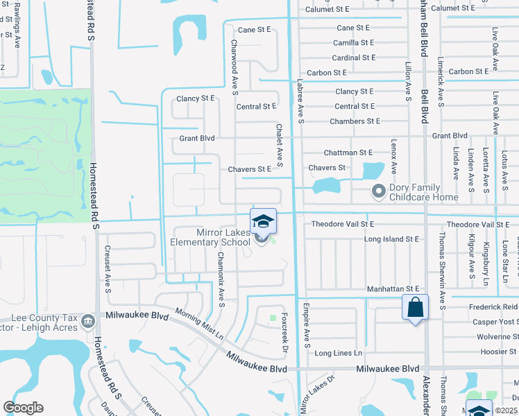 map of restaurants, bars, coffee shops, grocery stores, and more near 668 Chemstrand Street East in Lehigh Acres