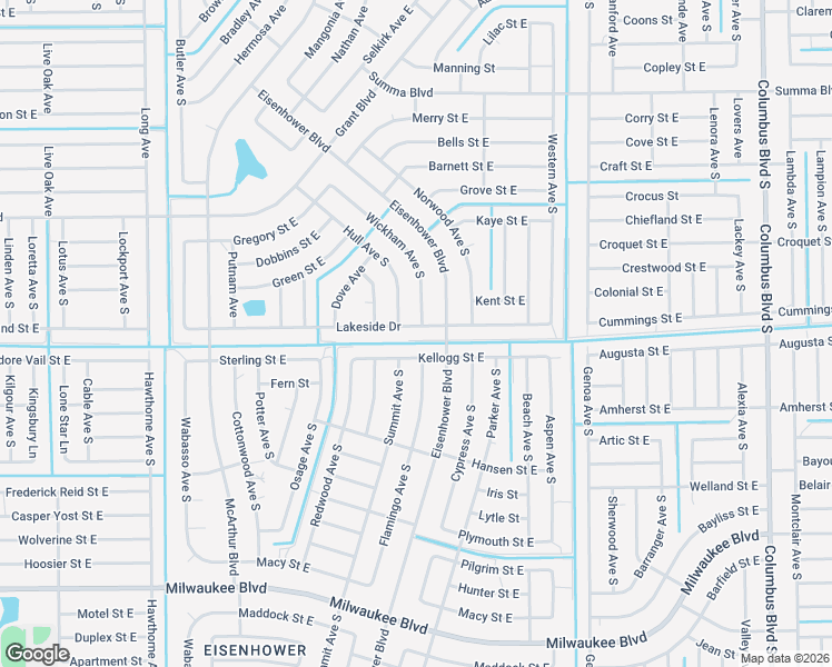map of restaurants, bars, coffee shops, grocery stores, and more near 976 Lakeside Drive in Lehigh Acres