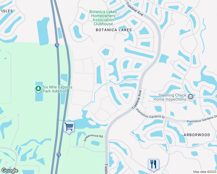 map of restaurants, bars, coffee shops, grocery stores, and more near 11659 Oakwood Preserve Place in Fort Myers