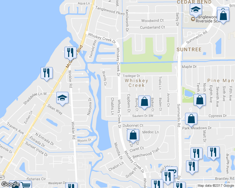 map of restaurants, bars, coffee shops, grocery stores, and more near 1398 Burgundy Drive in Fort Myers