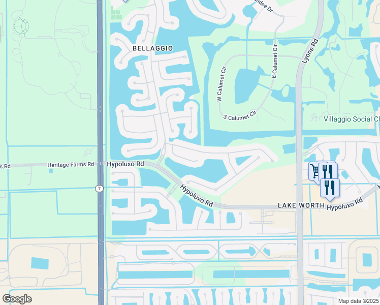 map of restaurants, bars, coffee shops, grocery stores, and more near 6874 Elianto Way in Lake Worth