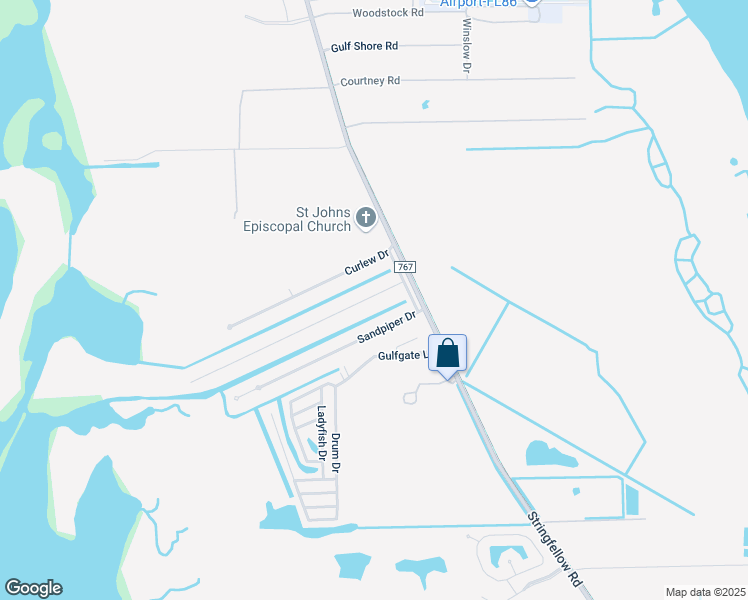 map of restaurants, bars, coffee shops, grocery stores, and more near 4791 Flamingo Drive in Saint James City