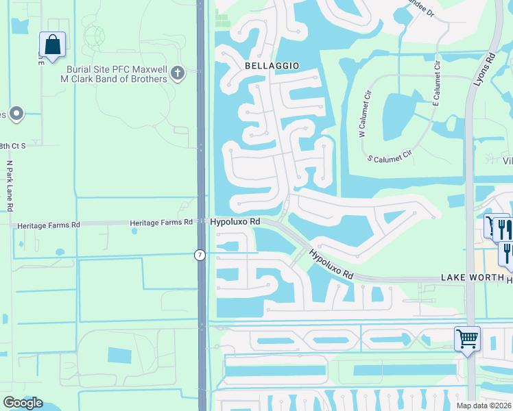 map of restaurants, bars, coffee shops, grocery stores, and more near 6806 Rienzo Street in Lake Worth