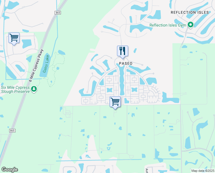 map of restaurants, bars, coffee shops, grocery stores, and more near 11855 Adoncia Way in Fort Myers
