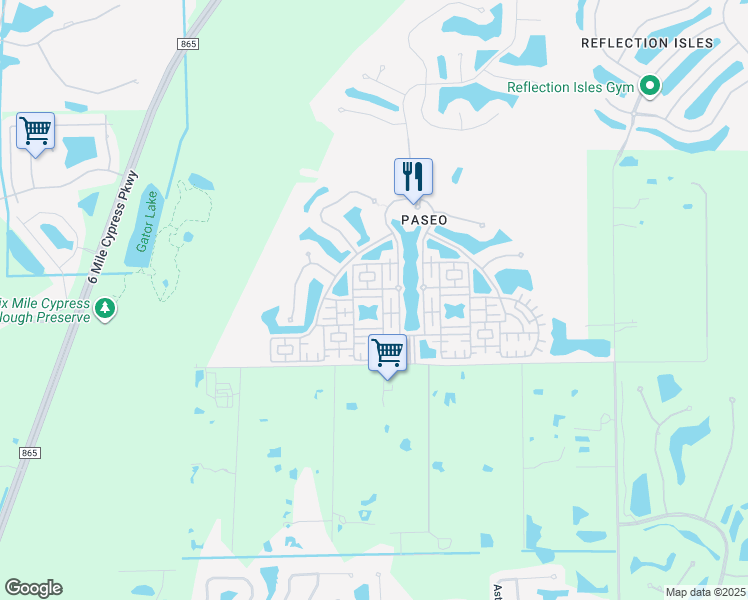 map of restaurants, bars, coffee shops, grocery stores, and more near 11920 Paseo Grande Boulevard in Fort Myers