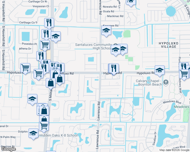 map of restaurants, bars, coffee shops, grocery stores, and more near 4067 Heartstone Place in Boynton Beach