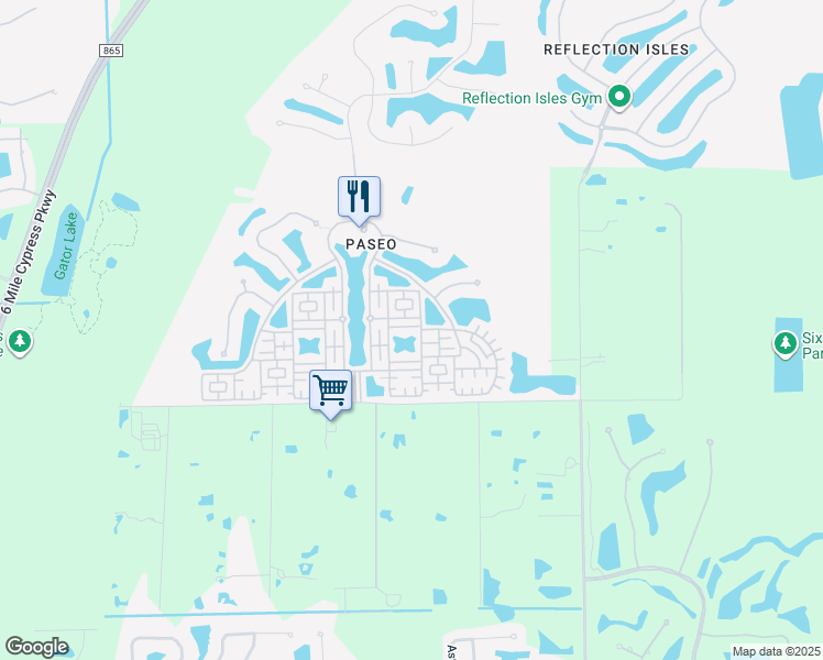 map of restaurants, bars, coffee shops, grocery stores, and more near 8471 Olinda Way in Fort Myers