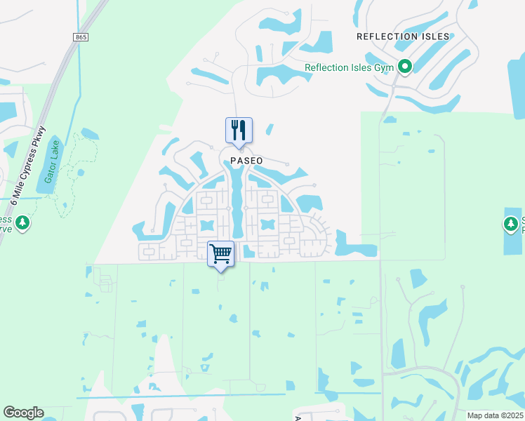 map of restaurants, bars, coffee shops, grocery stores, and more near 8471 Olinda Way in Fort Myers