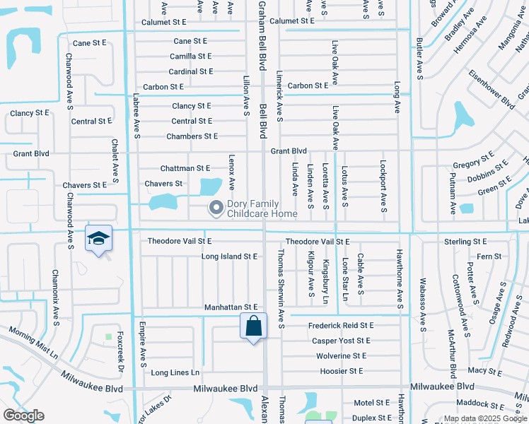 map of restaurants, bars, coffee shops, grocery stores, and more near 508 Bell Boulevard in Lehigh Acres
