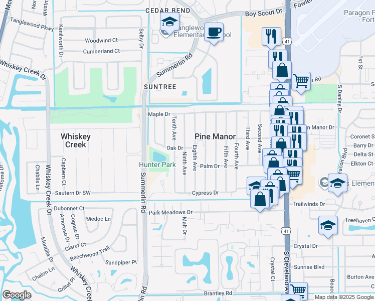 map of restaurants, bars, coffee shops, grocery stores, and more near 5507 Ninth Avenue in Fort Myers