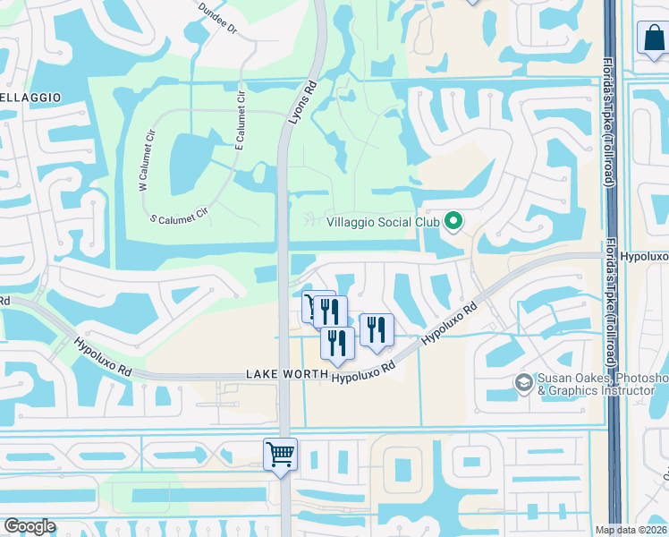 map of restaurants, bars, coffee shops, grocery stores, and more near 8847 Via Avellino in Lake Worth